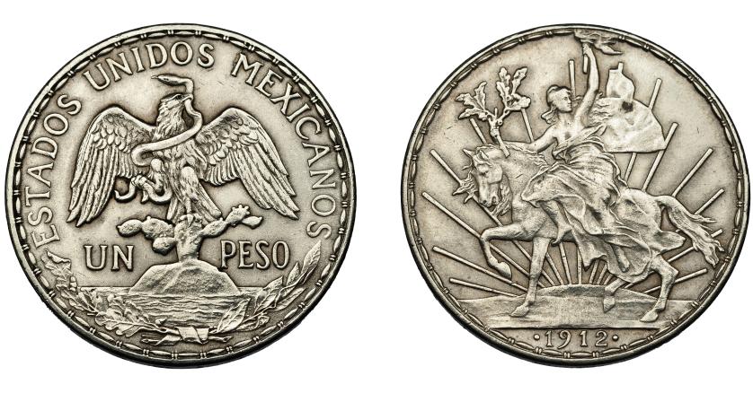 955   -  MONEDAS EXTRANJERAS. MÉXICO. Peso. 1912. KM-453. Limpiada. MBC.