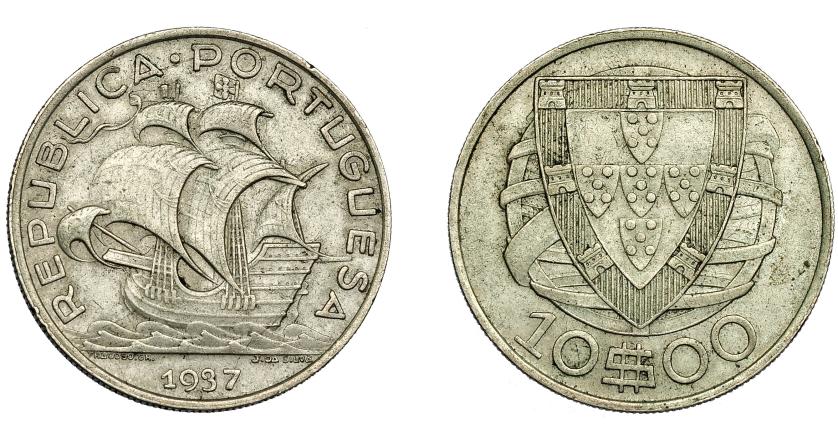 971   -  MONEDAS EXTRANJERAS. PORTUGAL. 10 escudos. 1937. KM-581. MBC+.