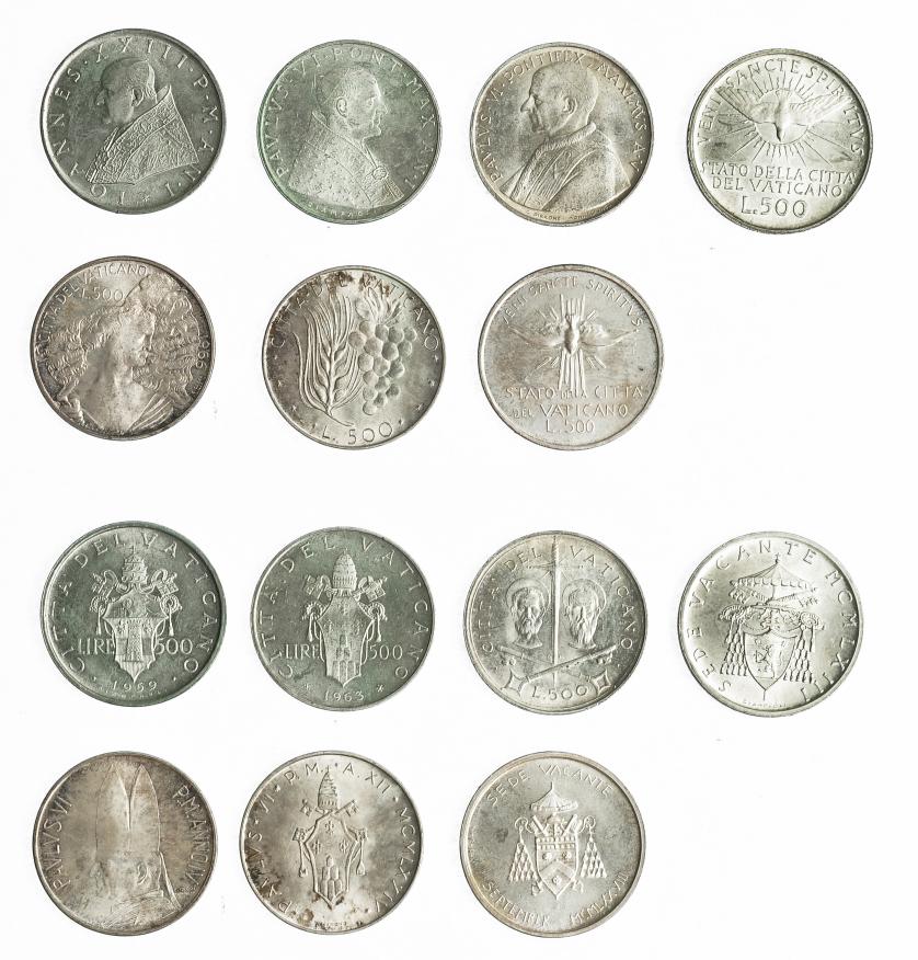 997   -  MONEDAS EXTRANJERAS. VATICANO. Lote de 7 monedas de 500 liras. De 1959 a 1978. Sc.