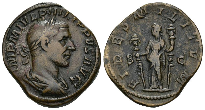 377   -  FILIPO I. Sestercio. Roma (244-249).