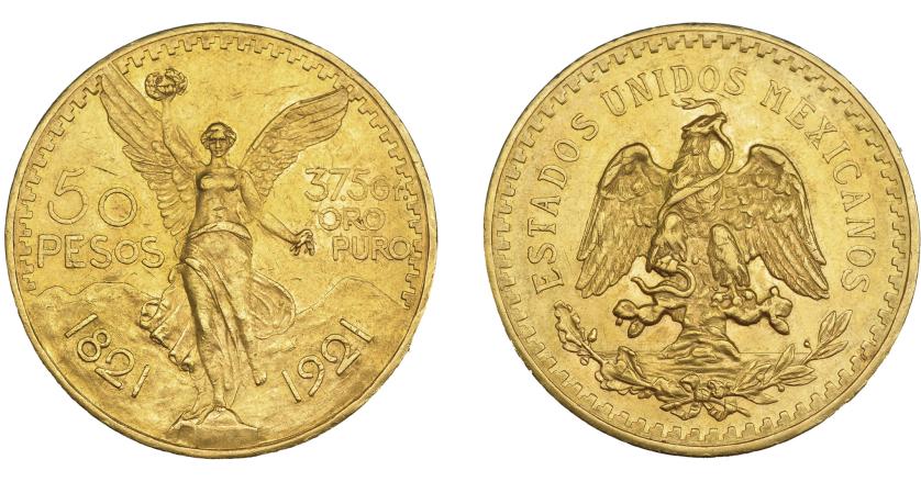 1130   -  MONEDAS EXTRANJERAS. MÉXICO. 50 pesos. 1921. KM-481. Pequeñas marcas. EBC-.