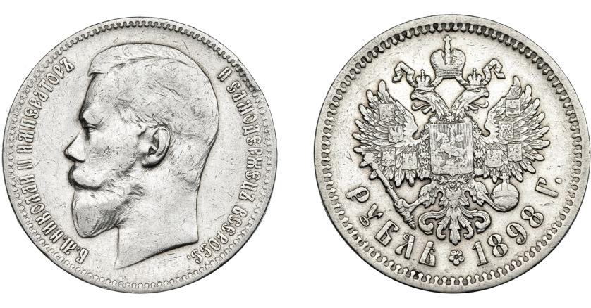 1133   -  MONEDAS EXTRANJERAS. RUSIA. Nicolás II. 1 rublo. 1898 AG (gamma). KM-59.3. Golpecito en canto. MBC.