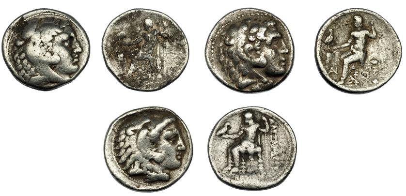 296   -  GRECIA ANTIGUA. MACEDONIA. Alejandro III. Lote de 3 tetradracmas.BC+/MBC-.