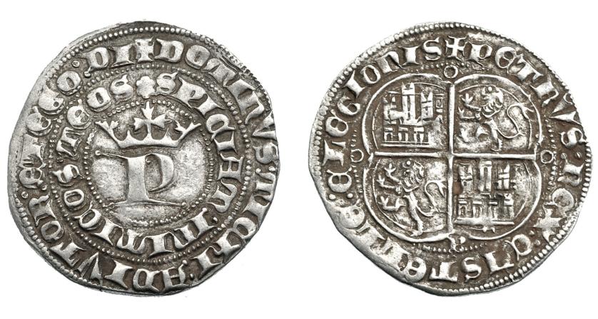 614   -  REINOS DE CASTILLA Y LEÓN. PEDRO I. Real. Burgos. AR 3,45 g. 25,6 mm. III-378. BMM-527. MBC+.