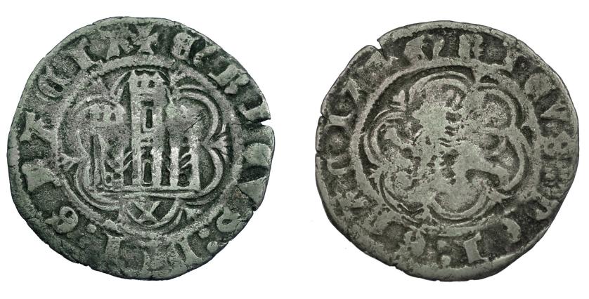621   -  REINOS DE CASTILLA Y LEÓN. ENRIQUE III. Blanca. Cuenca. Marca cuenco deforme con apariencia de X. VE 1,87 g. 22,9 mm. III-600 vte. BMM-768. BC+.