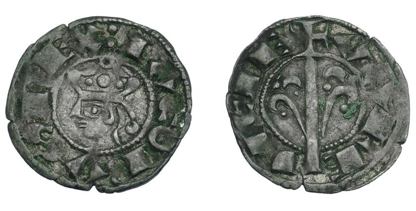 629   -  CORONA DE ARAGÓN. JAIME EL CONQUISTADOR (1213-1276). Dinero. Valencia. A/ :IVCOBUS REX. R/+ VALE/NCIE. VE 0,88 g. 17 mm.  IV-316 vte. MBC. Muy interesante.