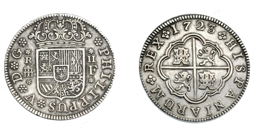 675   -  FELIPE V. 2 reales. 1723. Segovia. F. VI-769. AC-958. MBC+/MBC.