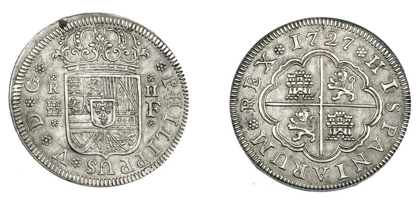 682   -  FELIPE V. 2 reales. 1727. Segovia. F. VI-772. AC-961. EBC/EBC-.