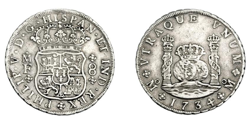 687   -  FELIPE V. 8 reales. 1734. México. MF. VI-1142. MBC.