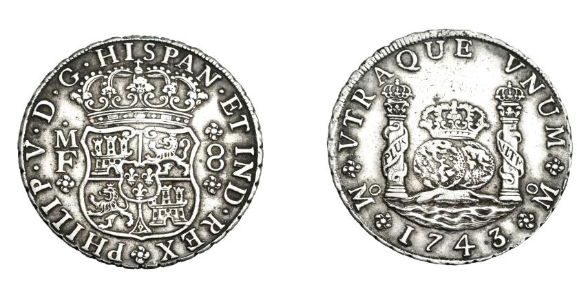 697   -  FELIPE V. 8 reales. 1743. México. MF. VI-1151. MBC.