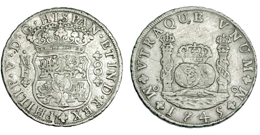 700   -  FELIPE V. 8 reales. 1745. México. MF. VI-1153. MBC-.