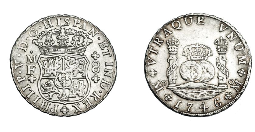 701   -  FELIPE V. 8 reales. 1746. México. MF. VI-1154. MBC+/MBC.