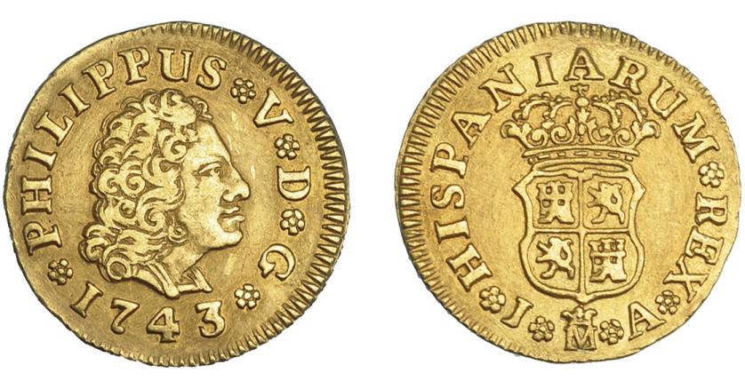 703   -  FELIPE V. 1/2 escudo. 1743. Madrid. JA. VI-1277. MBC+.