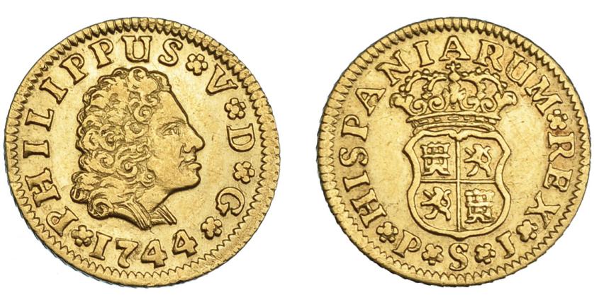 707   -  FELIPE V. 1/2 escudo. 1744. Sevilla. PJ. VI-1289. MBC+.