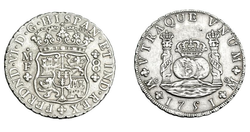 714   -  FERNANDO VI. 8 reales. 1751. México. MF. VI-359. MBC/MBC+.