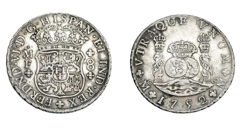 715   -  FERNANDO VI. 8 reales. 1752. México. MF. VI-360. Leves oxidaciones. MBC.