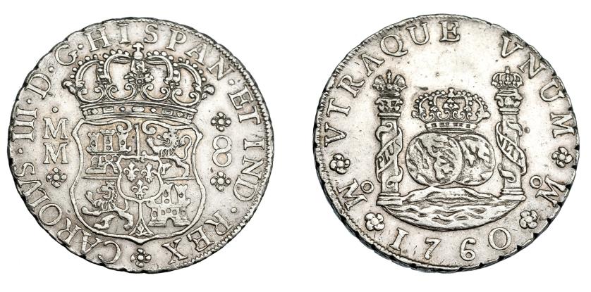 747   -  CARLOS III. 8 reales. 1760. México. MM. VI-916. MBC+/EBC-.