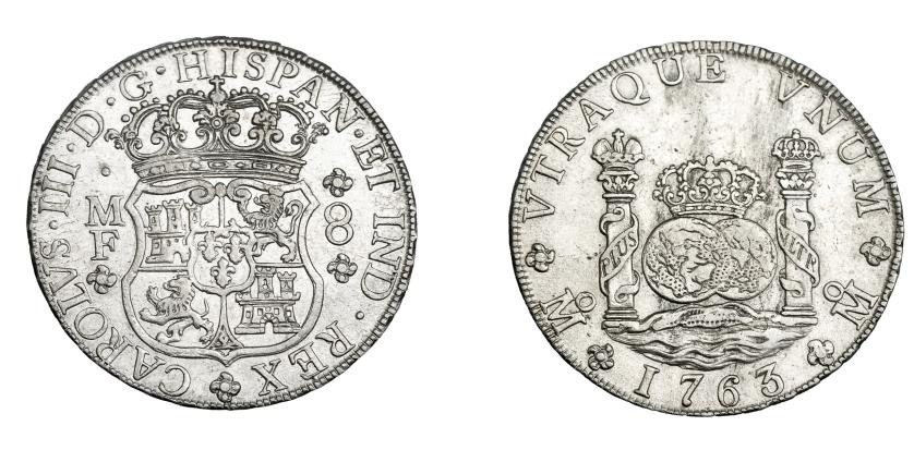 751   -  CARLOS III. 8 reales. 1763. México. MF. VI-921. MBC+.