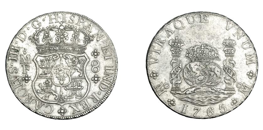 754   -  CARLOS III. 8 reales. 1765. México. MF. VI-923. Pequeñas marcas. MBC.