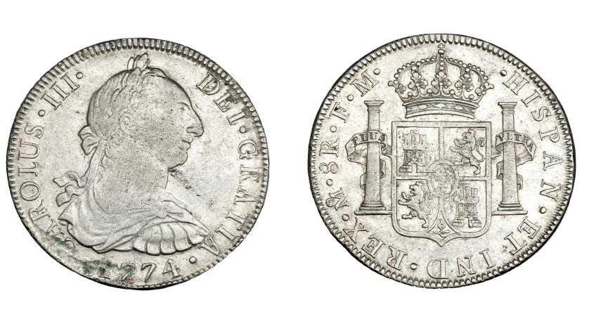 767   -  CARLOS III. 8 reales. 1774. México. FM. VI-935. Acuñación floja en anv. MBC.