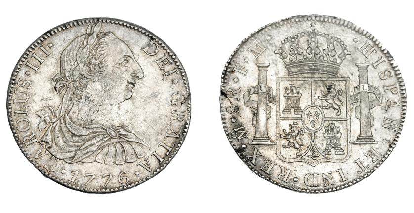 768   -  CARLOS III. 8 reales. 1776. México. FM. VI-937. Pequeña grieta y marquitas. MBC+/EBC-.