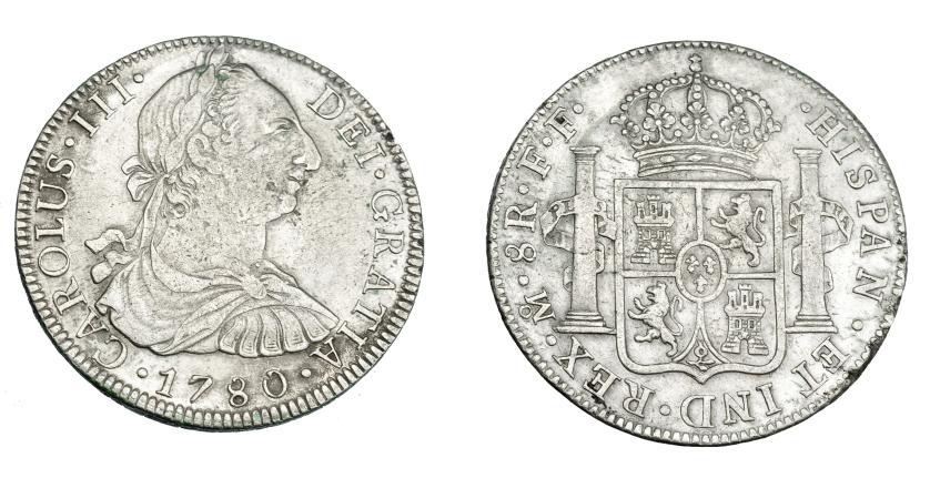 772   -  CARLOS III. 8 reales. 1780. México. FF. VI-943. Pequeñas marcas. MBC-/MBC.