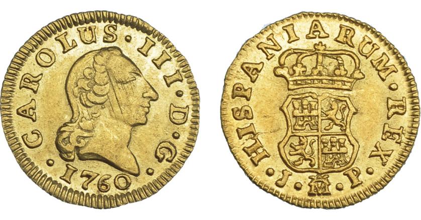 782   -  CARLOS III. 1/2 escudo. 1760. Madrid. JP. VI-1039. Rayitas de ajuste. MBC+/EBC-.