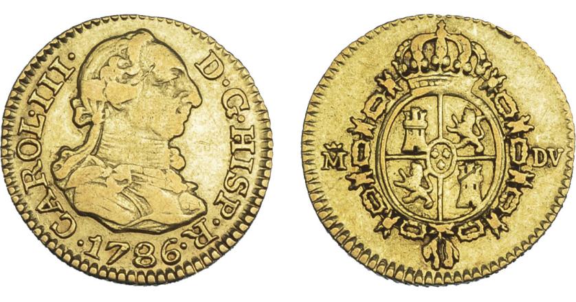 791   -  CARLOS III. 1/2 escudo. 1786. Madrid. DV. VI-1065. Rayitas de ajuste en rev. MBC.
