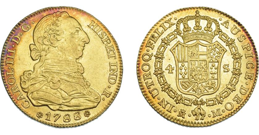 799   -  CARLOS III. 4 escudos. 1788. Madrid. M. VI-1472. EBC-/EBC.