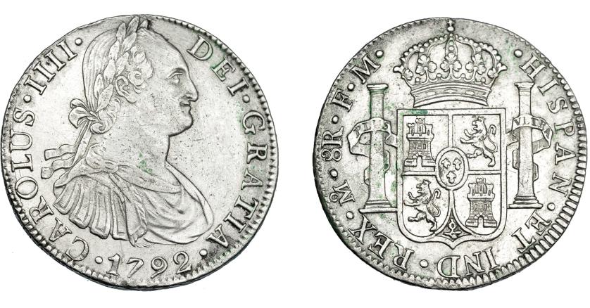 810   -  CARLOS IV. 8 reales. 1792. México. FM. VI-788. Golpe en canto y leves oxidaciones. MBC/MBC+.