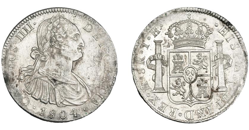 824   -  CARLOS IV. 8 reales. 1804. México. TH. VI-802. Leves vanos. R.B.O. MBC+/EBC.