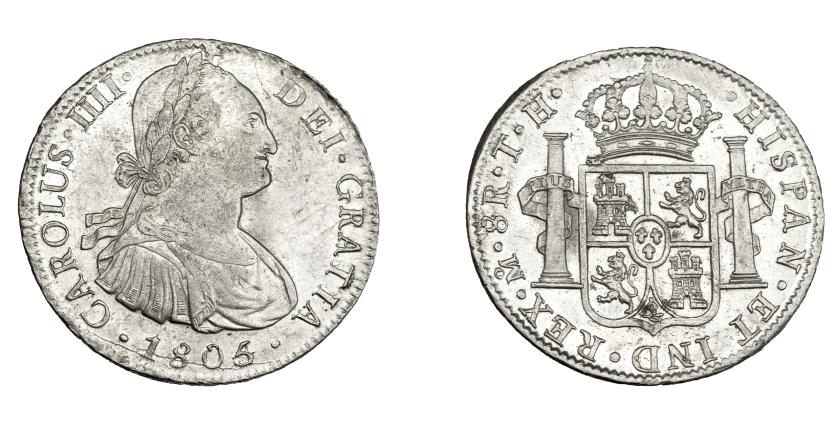 825   -  CARLOS IV. 8 reales. 1805/4. México. TH. VI-803. R.B.O. EBC-/EBC.
