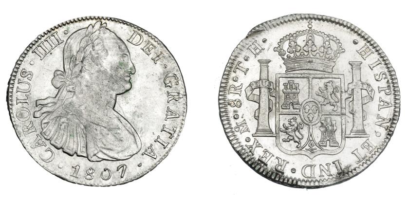 827   -  CARLOS IV. 8 reales. 1807. México. TH. VI-805. Leves oxidaciones. MBC+/EBC-.