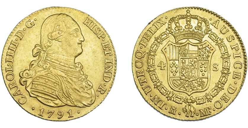 840   -  CARLOS IV. 4 escudos. 1791. Madrid. MF. VI-1195. MBC+/EBC.