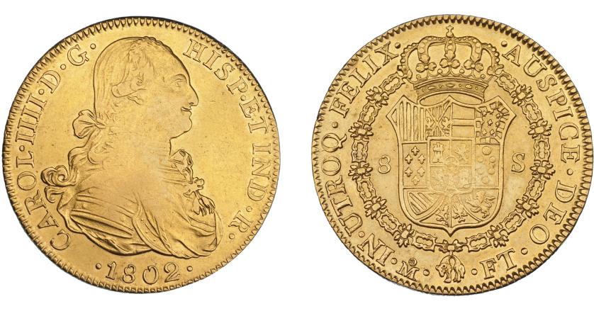 848   -  CARLOS IV. 8 escudos. 1802. México. FT. VI-1339. R.B.O. MBC/MBC+.