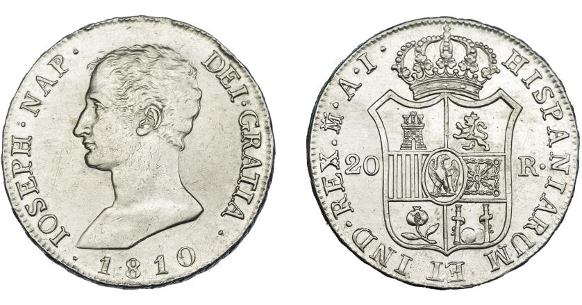 867   -  JOSÉ I NAPOLEÓN. 20 reales. 1810. Madrid. AI. VI-31. EBC-.