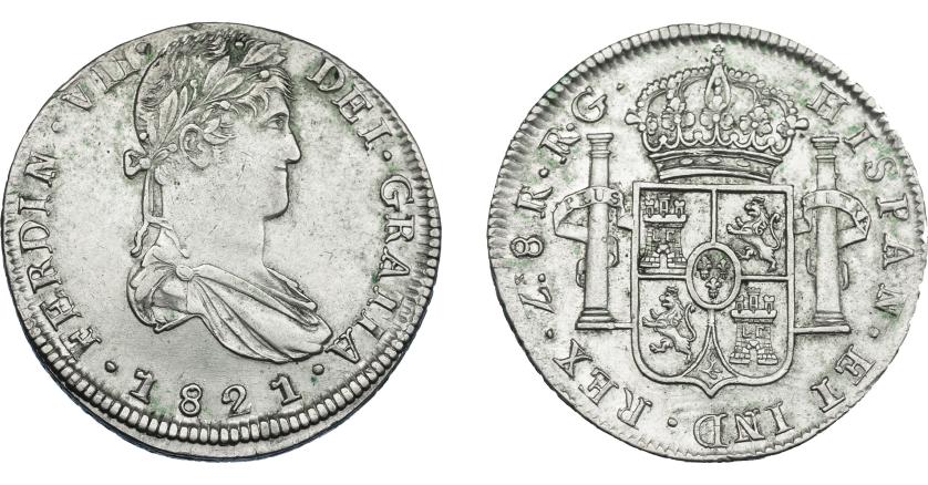 890   -  FERNANDO VII. 8 reales. 1821. Zacatecas. RG. VI-1209. MBC+.