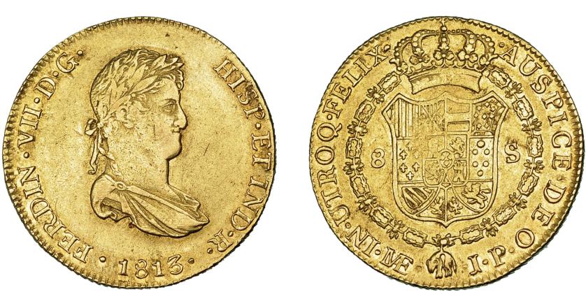 898   -  FERNANDO VII. 8 escudos. 1813. Lima. JP. VI-1465. R.B.O. MBC/MBC+. Escasa. 