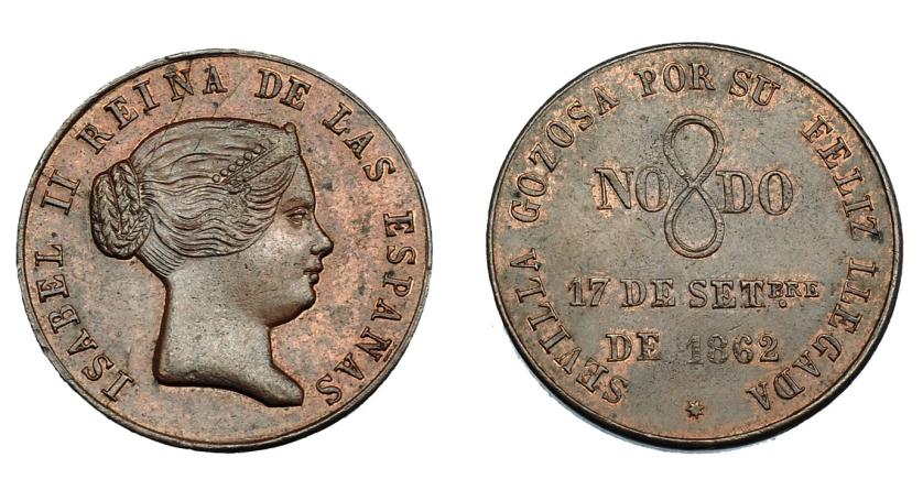918   -  ISABEL II. Medalla. 1862. Visita a Sevilla. AE 23 mm. MPN-733. R.B.O. EBC.