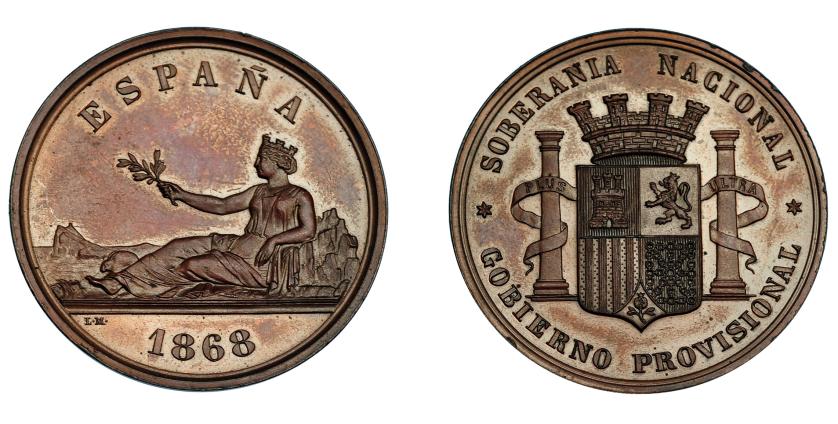 935   -  GOBIERNO PROVISIONAL. Medalla. 1868. Grabador L. M. Marchionni. AE 37 mm. MPN-768. SC.