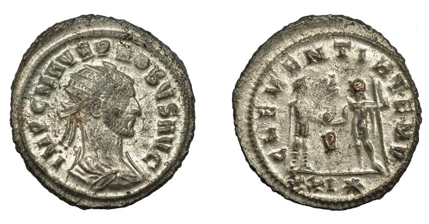 221   -  IMPERIO ROMANO. PROBO. Antoniniano. Cizycus. R/ Probo con cetro rematado en águila recibe globo de Júpiter frente a él; CLEMENTIA TEMP, P/XXI*. VE 3,82 g. 24,1 mm. RIC-905. MBC. P.O.