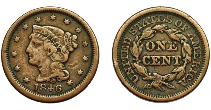 348   -  MONEDAS EXTRANJERAS. ESTADOS UNIDOS. Centavo. 1847. KM-67. BC+.