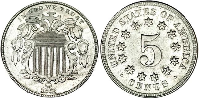 356   -  MONEDAS EXTRANJERAS. ESTADOS UNIDOS. 5 centavos. 1868. EBC-.