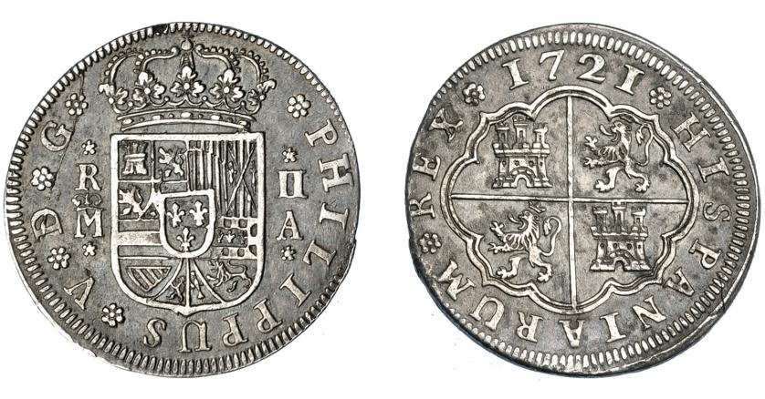 3228   -  FELIPE V. 2 reales. 1721. Madrid. A. VI-632. MBC/MBC+. 