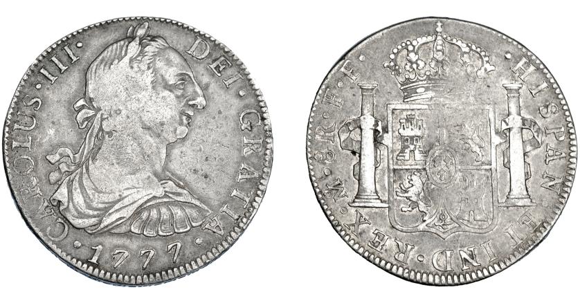 3261   -  CARLOS III. 8 reales. 1777. México. FF. VI-939. Acuñación floja en rev. MBC-. 