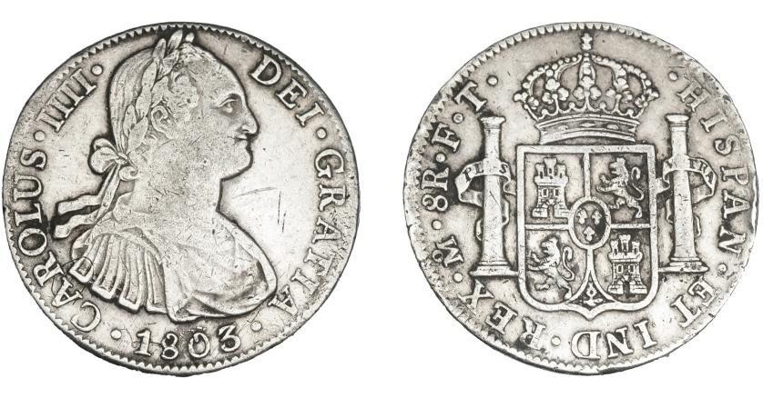 3289   -  CARLOS IV. 8 reales. 1803. México. FT. VI-800. Rayitas en anv. MBC-/MBC. 