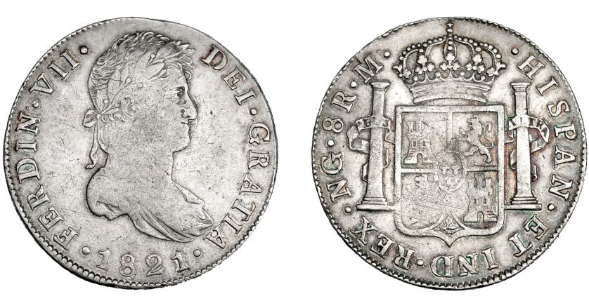 3311   -  FERNANDO VII. 8 reales. 1821. Nueva Guatemala. M. VI-1033. Acuñación floja. MBC. 