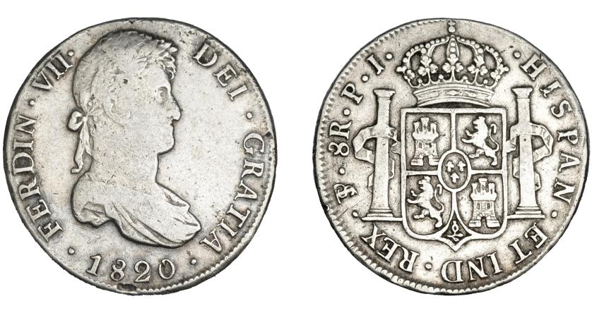 3326   -  FERNANDO VII. 8 reales. 1820. Potosí. PJ. VI-1141. MBC-/MBC. 