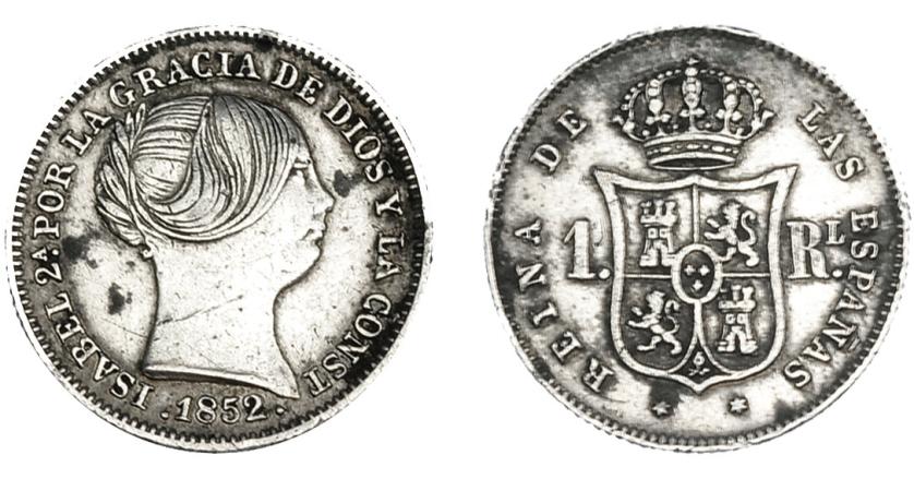 3336   -  ISABEL II. Real. 1852. Madrid. VI-266. Leves oxidaciones y rayita. MBC. 