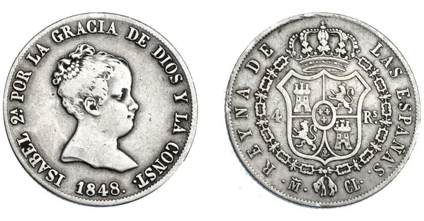 3339   -  ISABEL II. 4 reales. 1848. Madrid. CL. VI-387. MBC-. 
